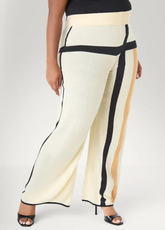 Striped Wide Leg Sweater Pants sold by Ashley Stewart