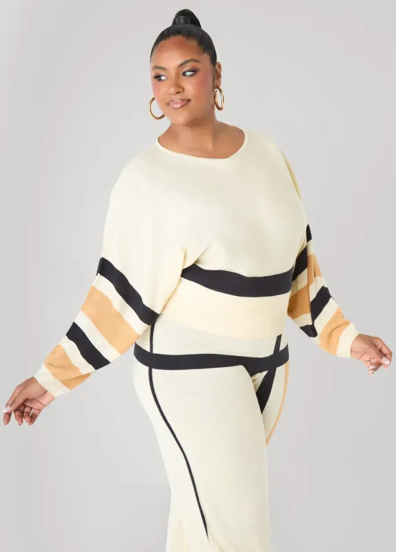 Striped Cropped Sweater sold by Ashley Stewart