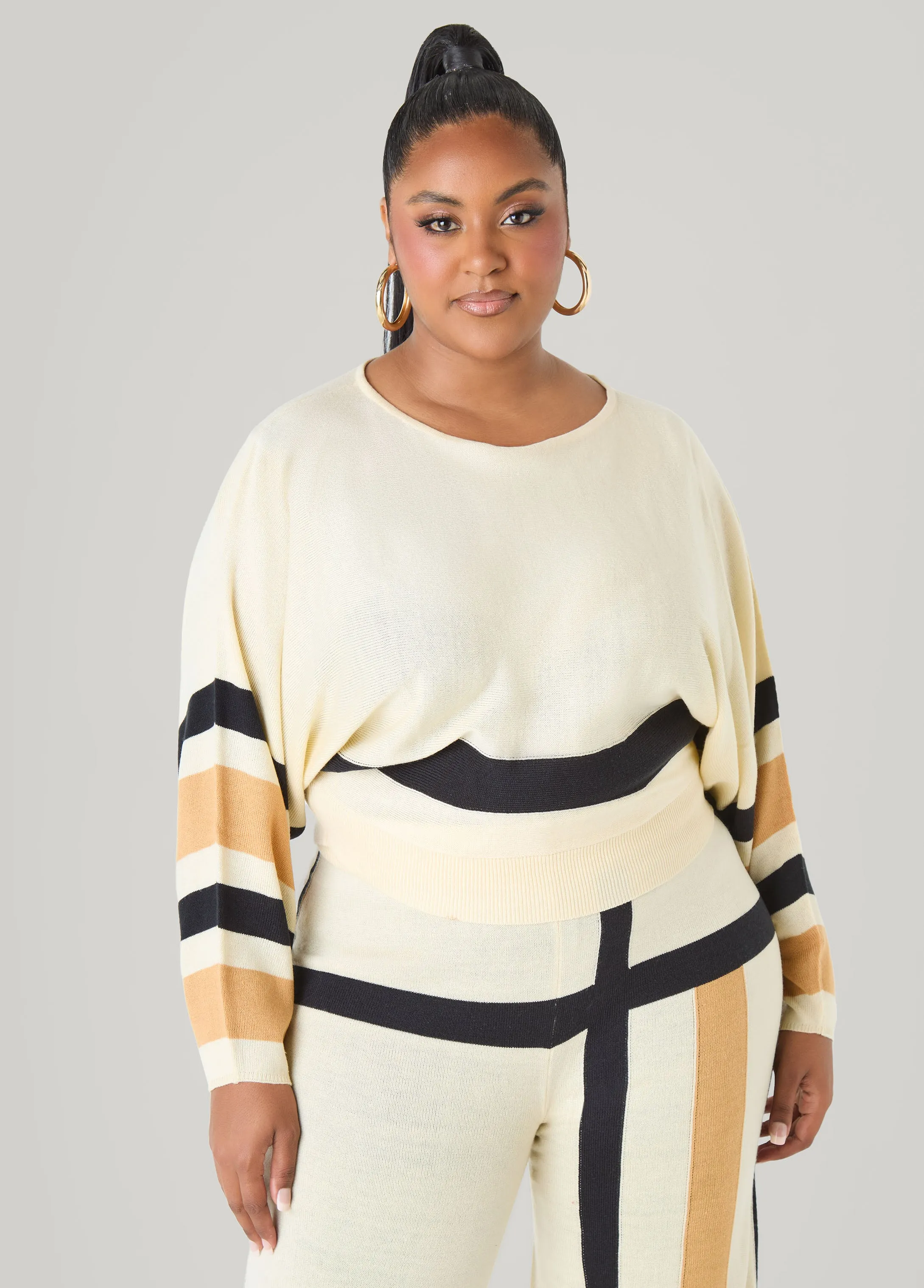 Striped Cropped Sweater sold by Ashley Stewart product image thumbnail 2