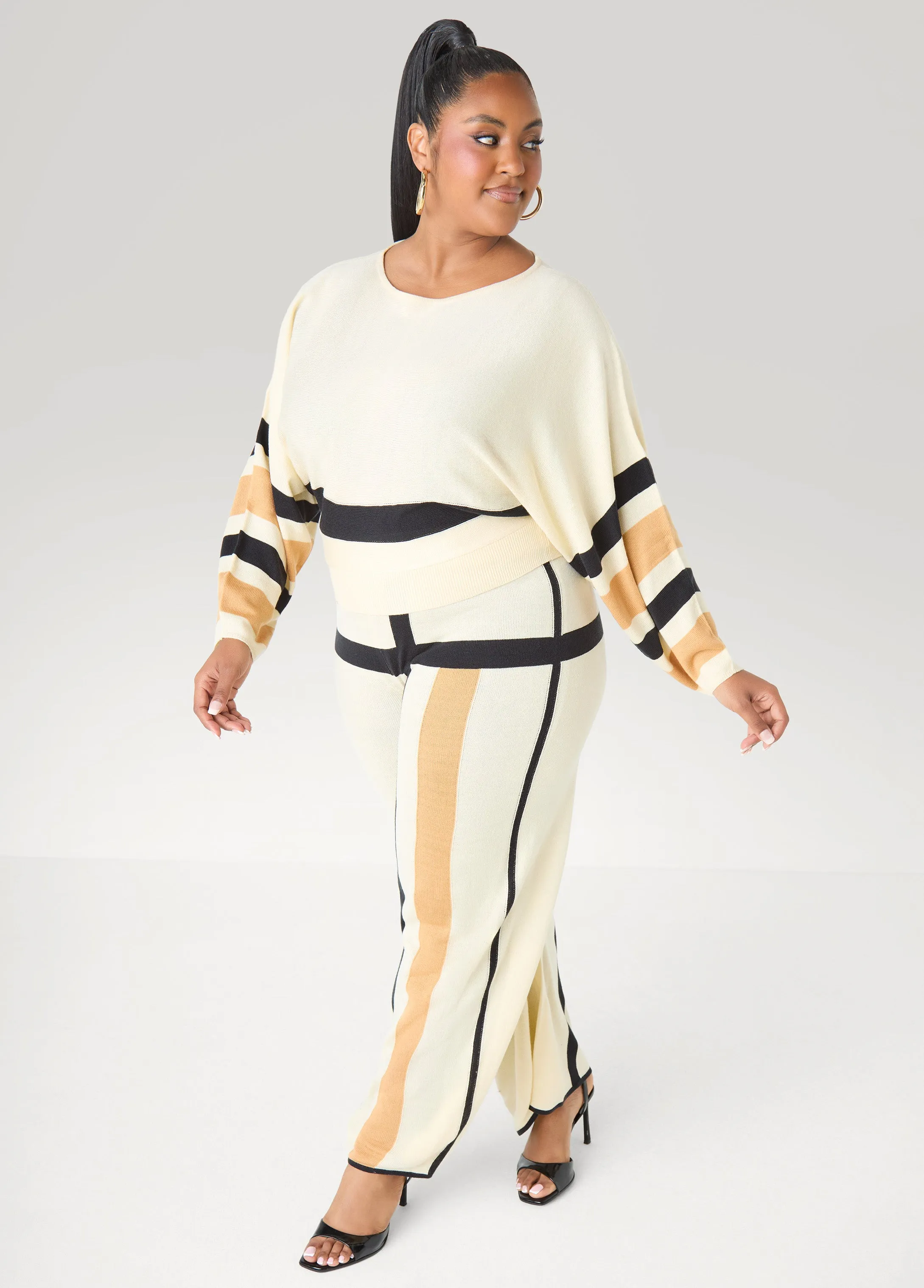 Striped Cropped Sweater sold by Ashley Stewart product image thumbnail 3