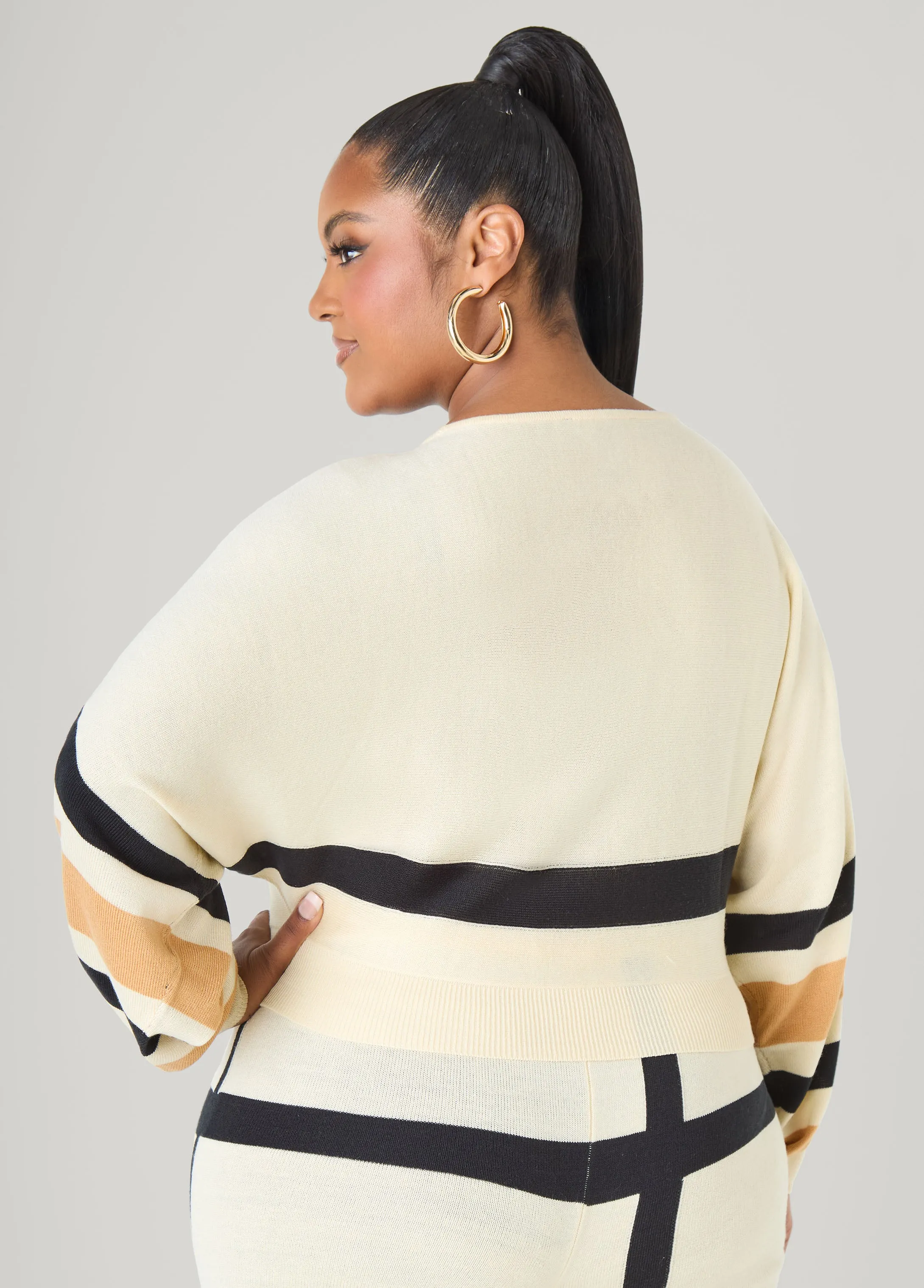 Striped Cropped Sweater sold by Ashley Stewart product image thumbnail 4