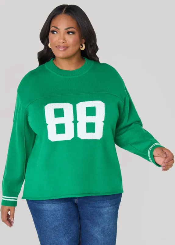 Varsity Pullover Sweater sold by Ashley Stewart
