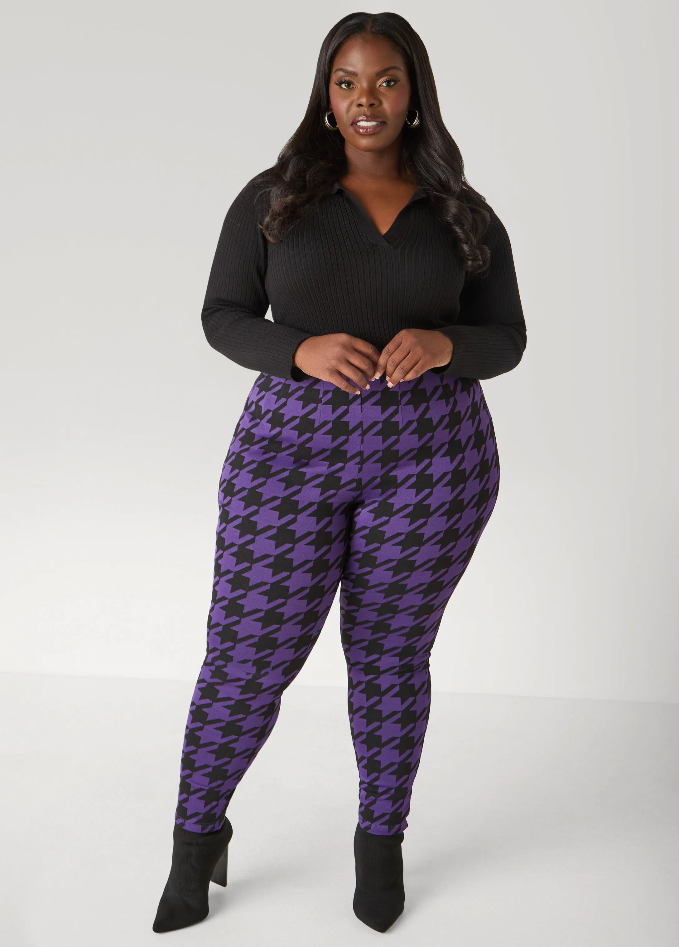 High Waist Houndstooth Leggings sold by Ashley Stewart product image thumbnail 2