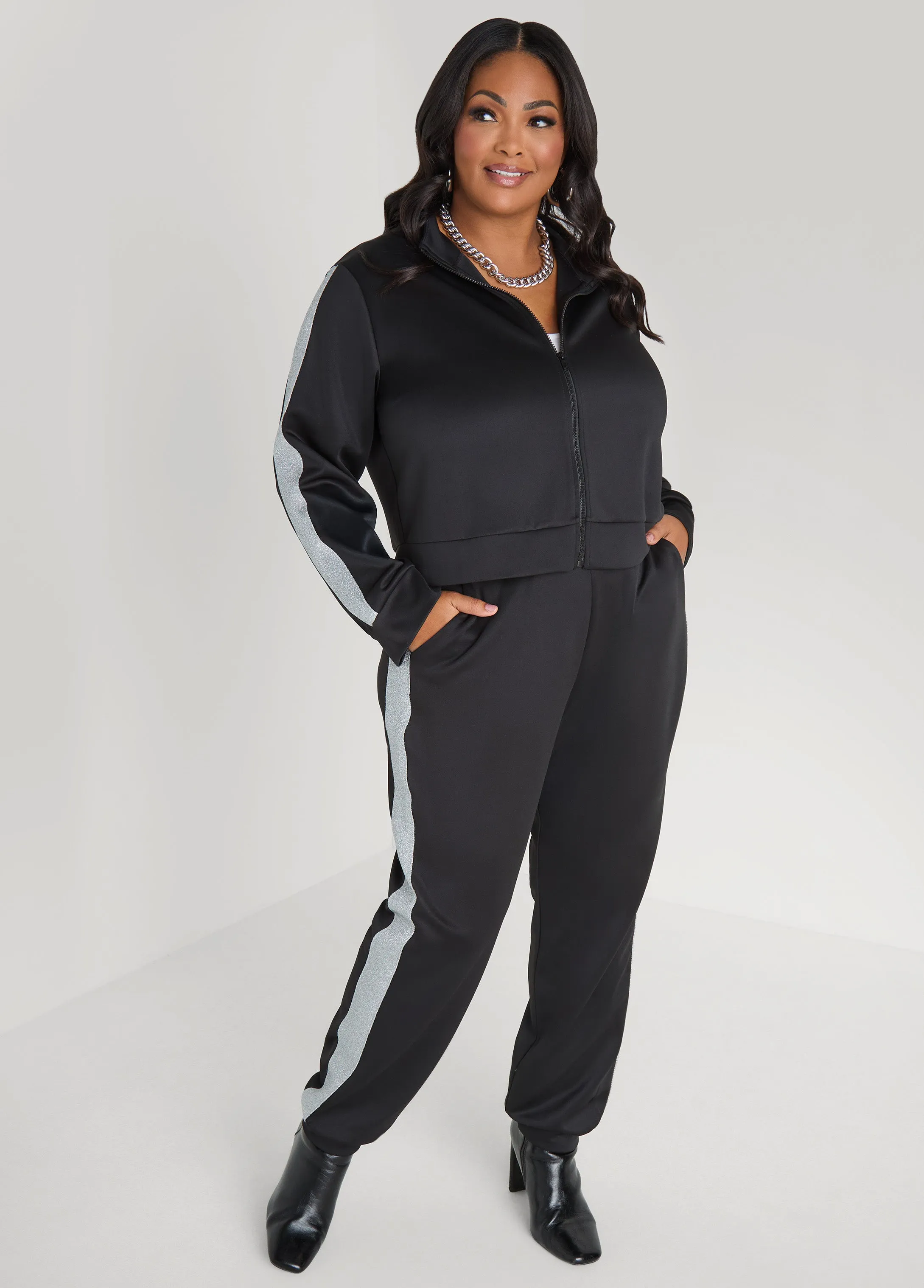 Metallic Paneled Joggers sold by Ashley Stewart product image thumbnail 5