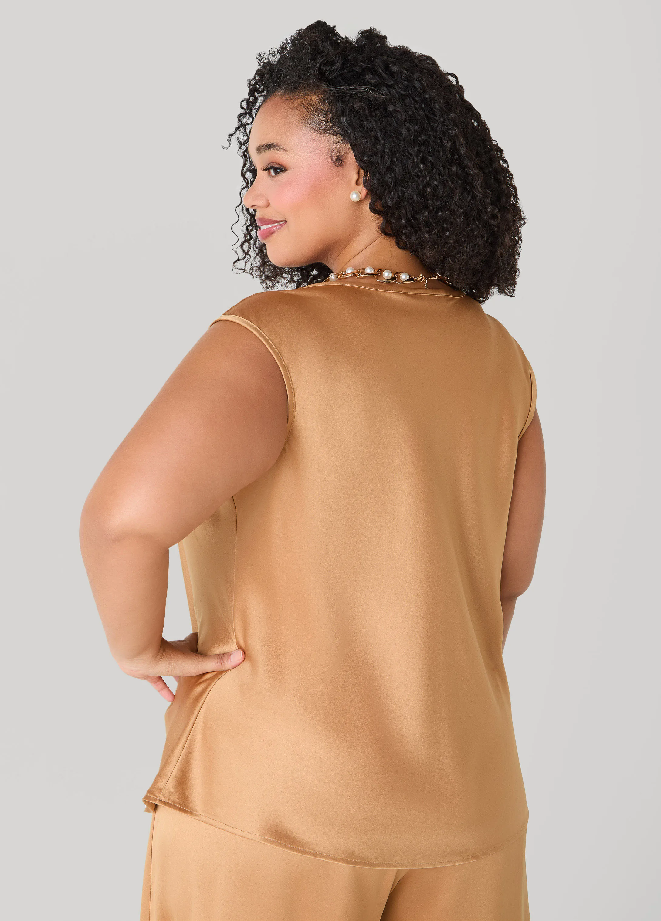 Cowl Neck Satin Top sold by Ashley Stewart product image thumbnail 4