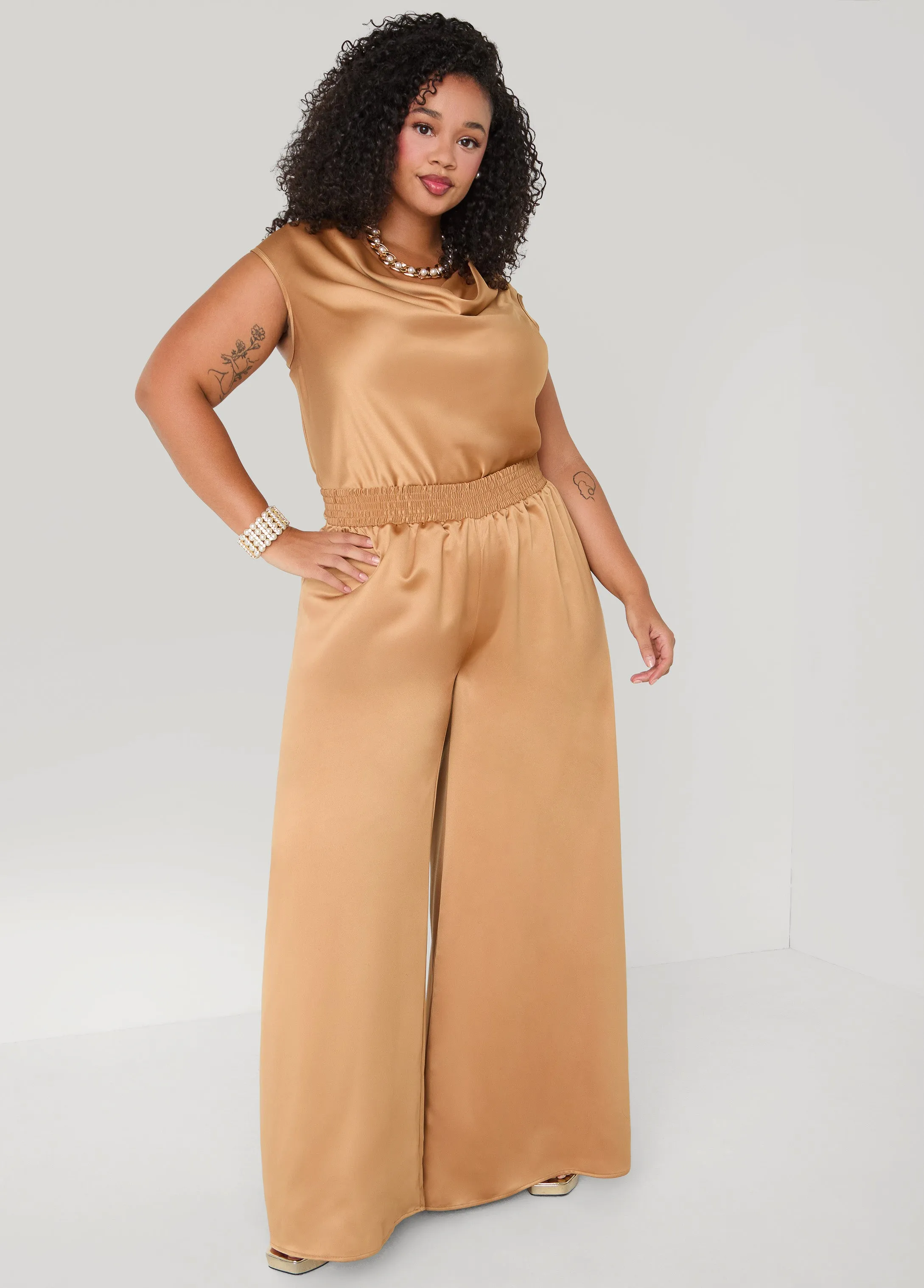 Cowl Neck Satin Top sold by Ashley Stewart product image thumbnail 3