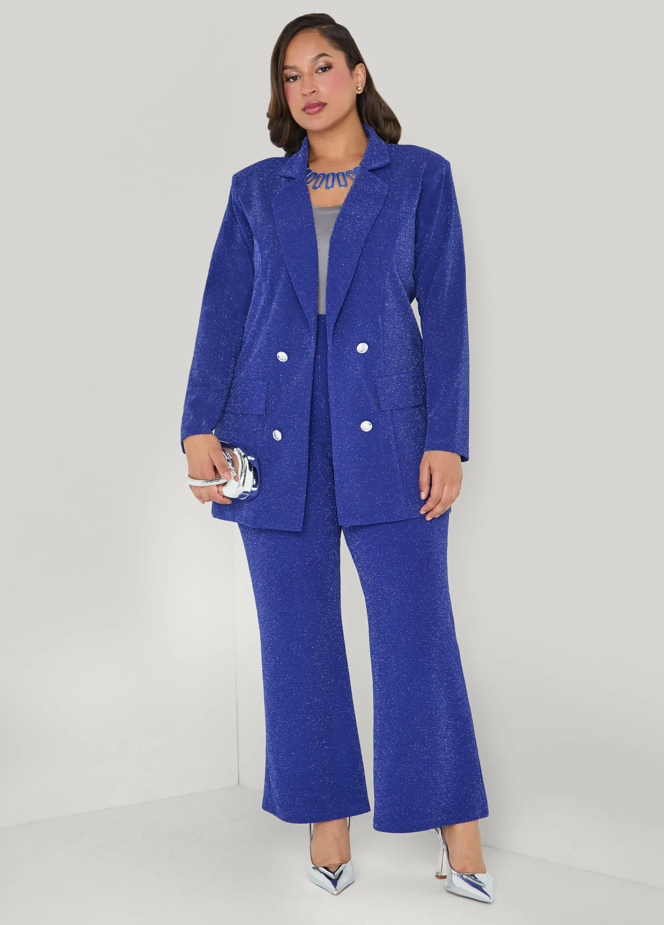 Metallic High Rise Wide Leg Pants sold by Ashley Stewart product image thumbnail 4