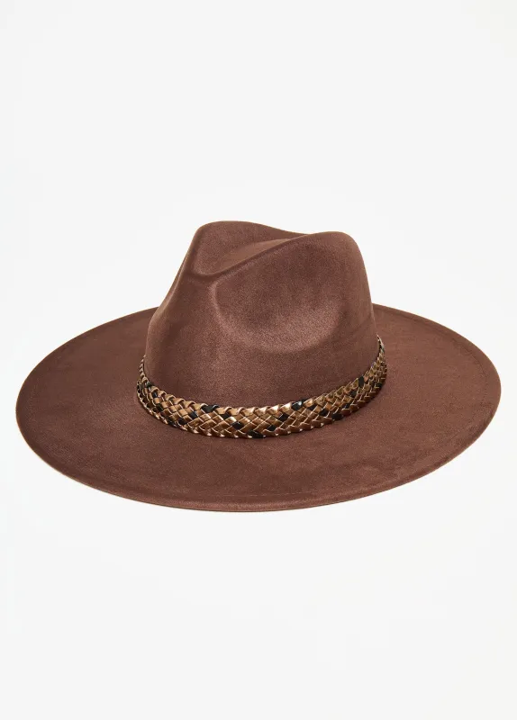 Faux Leather Trimmed Panama Hat sold by Ashley Stewart