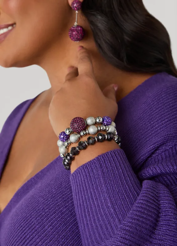 Silver Tone Stretch Bracelet Set sold by Ashley Stewart