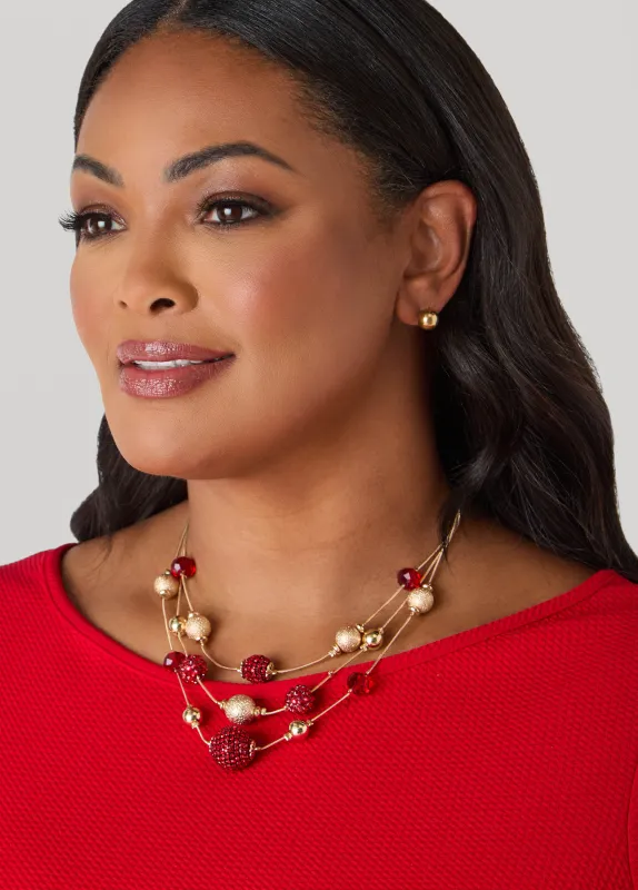 Layered Bead And Crystal Necklace sold by Ashley Stewart