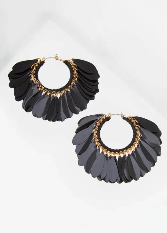 Fringed Gold Tone Hoop Earrings sold by Ashley Stewart