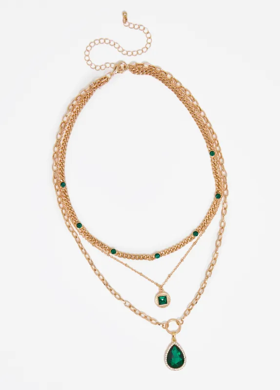 Crystal Layered Gold Tone Necklace sold by Ashley Stewart
