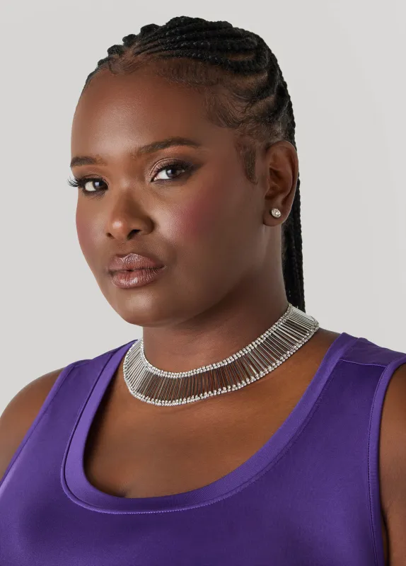 Crystal Silver Tone Collar Set sold by Ashley Stewart