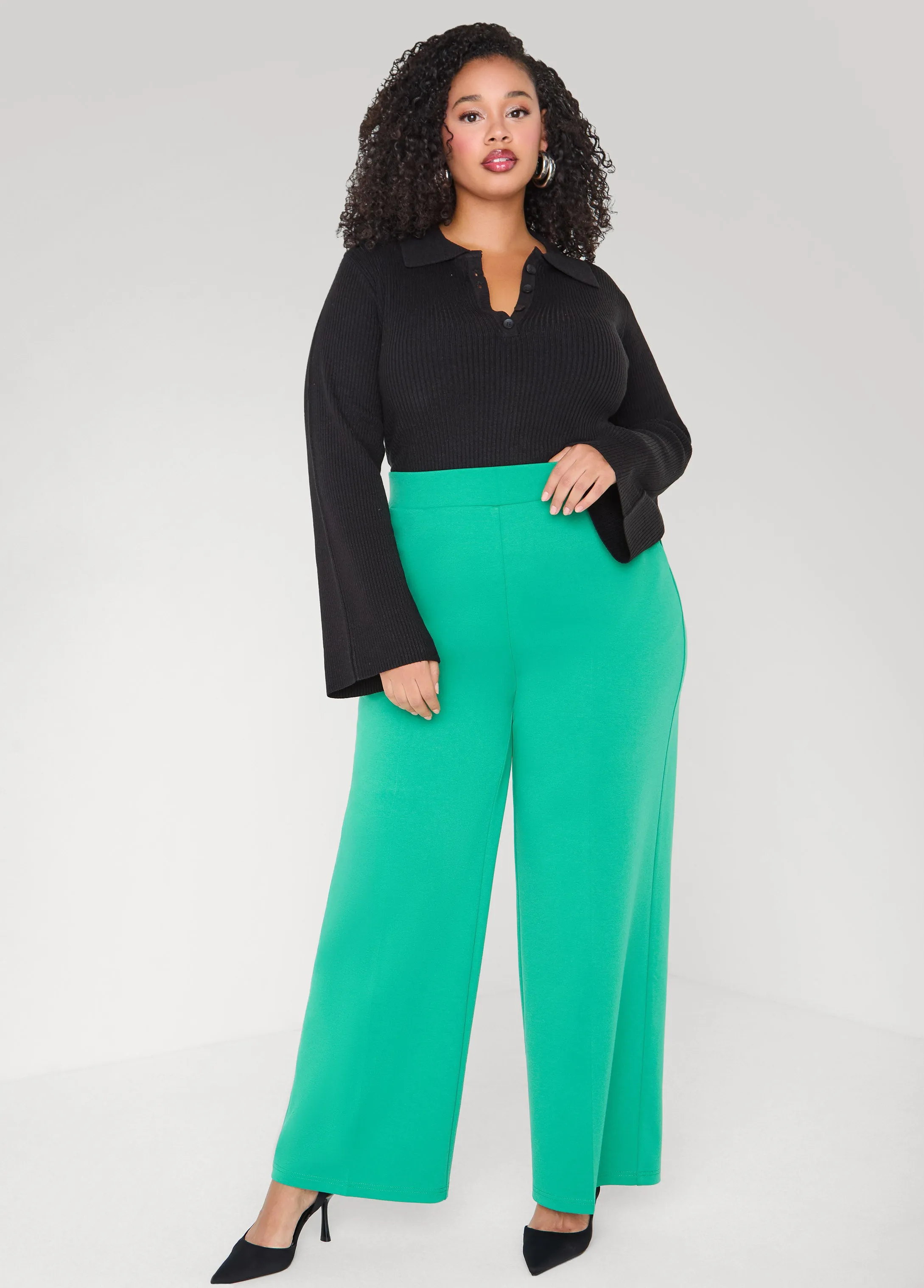 Pull On Ponte Wide Leg Pants sold by Ashley Stewart product image thumbnail 2