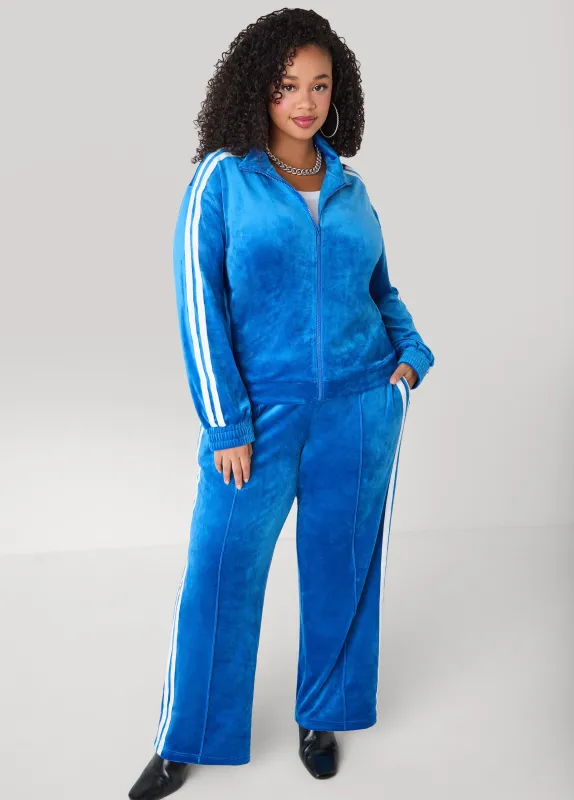 Striped Velour Track Pants made by Ashley Stewart