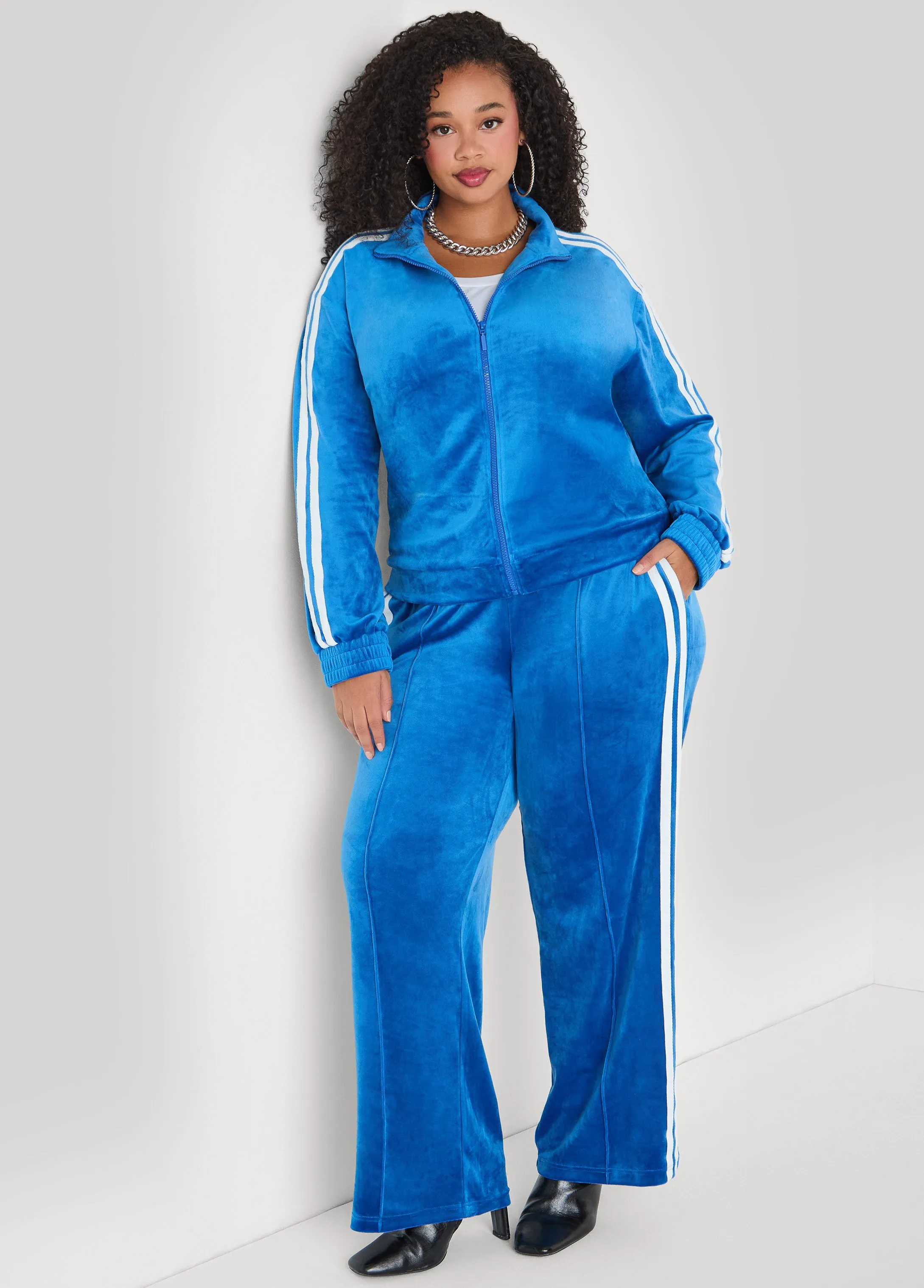 Striped Velour Track Pants sold by Ashley Stewart product image thumbnail 4