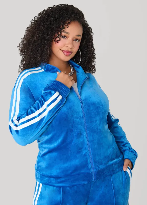 Striped Velour Track Jacket sold by Ashley Stewart