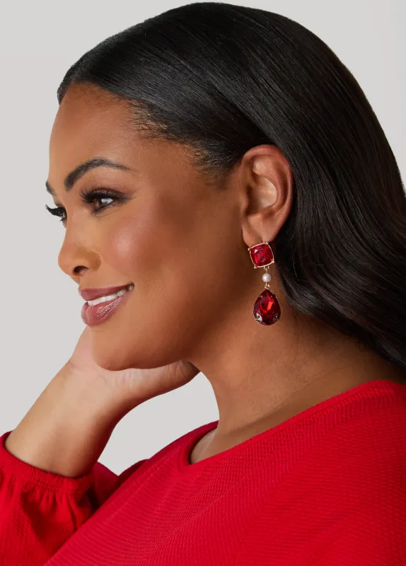 Crystals And Faux Pearls Earrings sold by Ashley Stewart