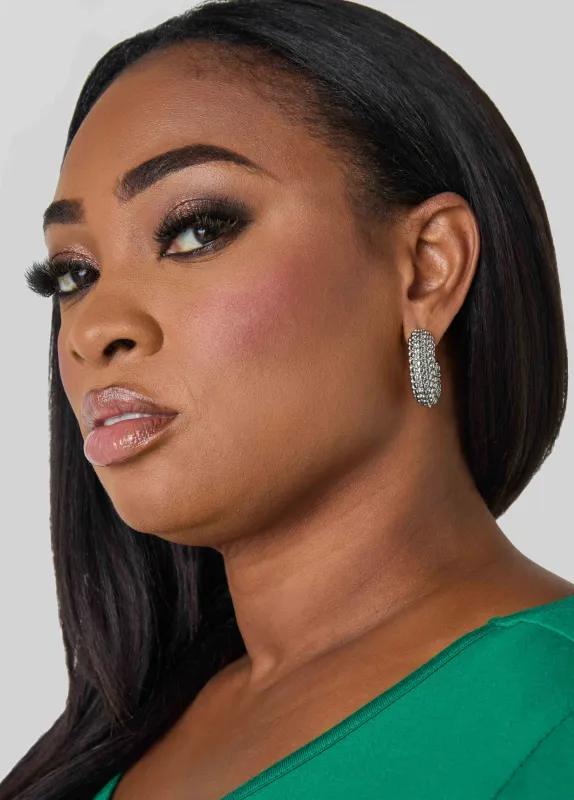 Silver Tone Huggie Earrings sold by Ashley Stewart