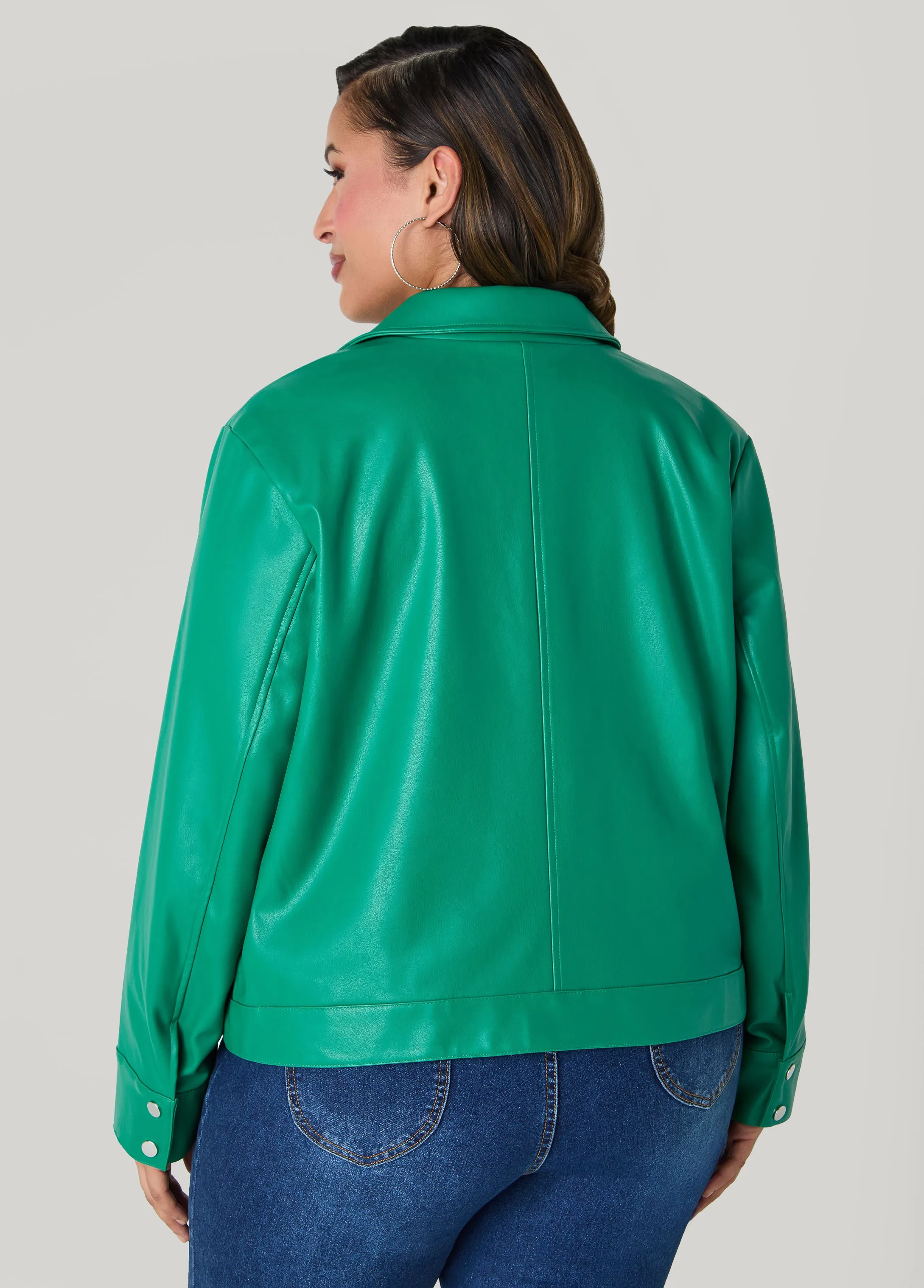 Faux Leather Trucker Jacket sold by Ashley Stewart product image thumbnail 4