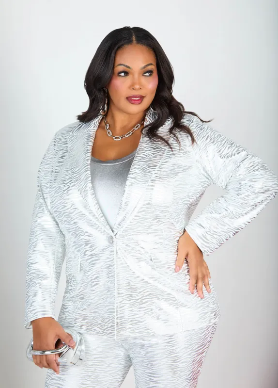 Zebra Metallic Blazer sold by Ashley Stewart
