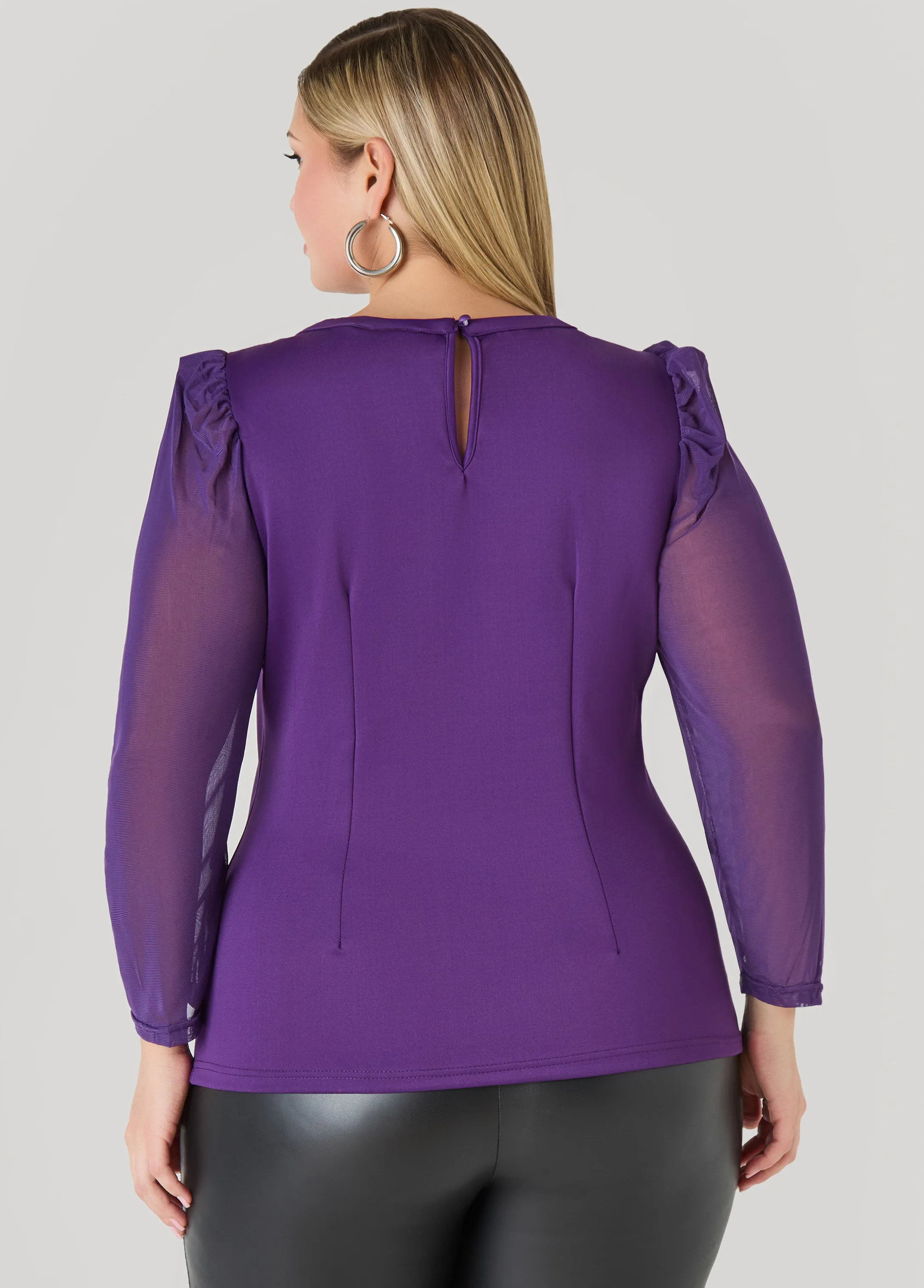 Crystal Mesh Paneled Scuba Top sold by Ashley Stewart product image thumbnail 2