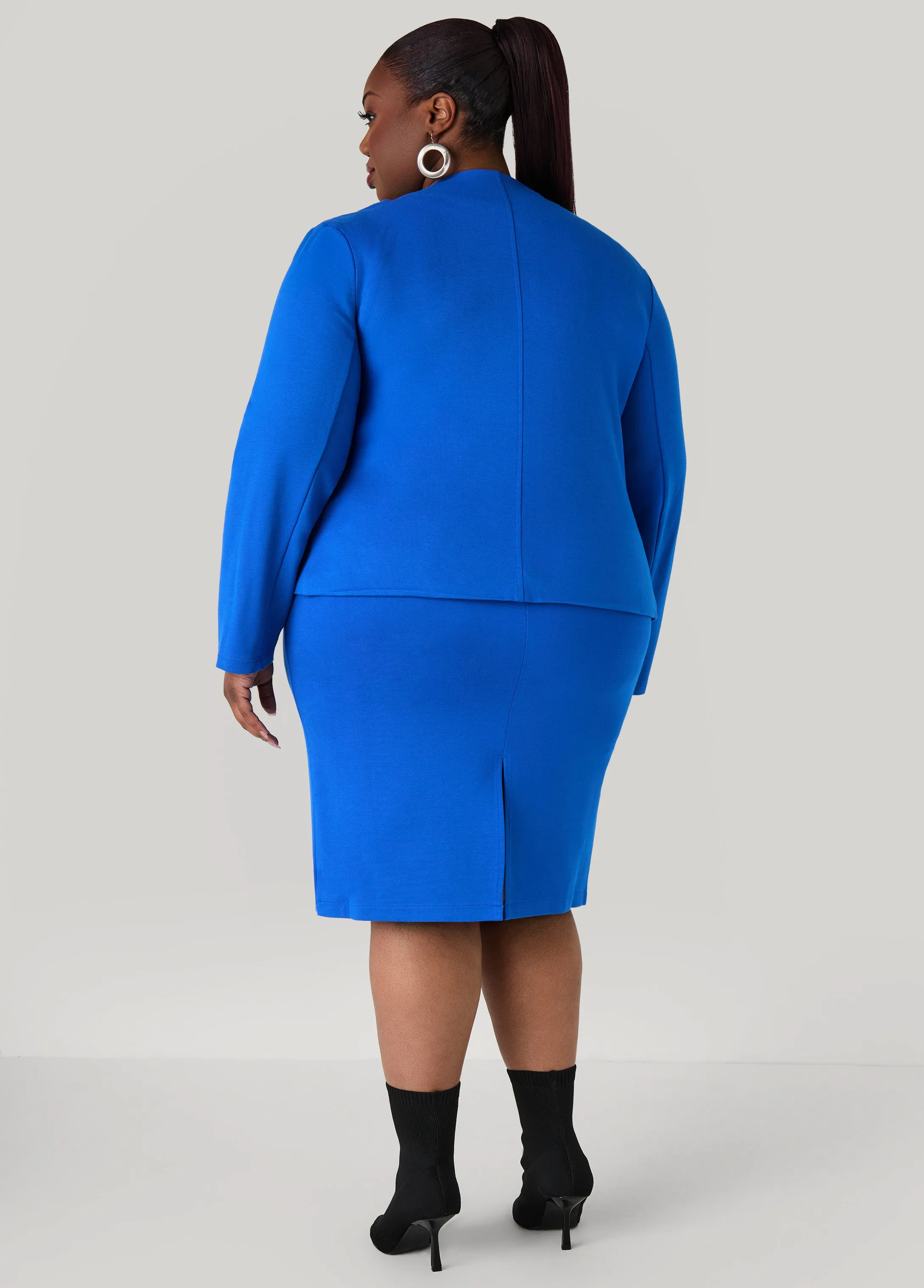 Pleated Faux Leather Ponte Jacket sold by Ashley Stewart product image thumbnail 2