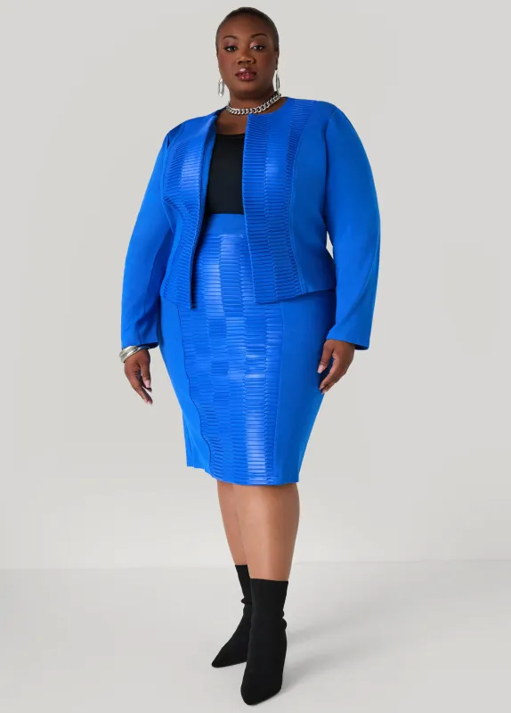 Pleated Faux Leather Ponte Skirt made by Ashley Stewart