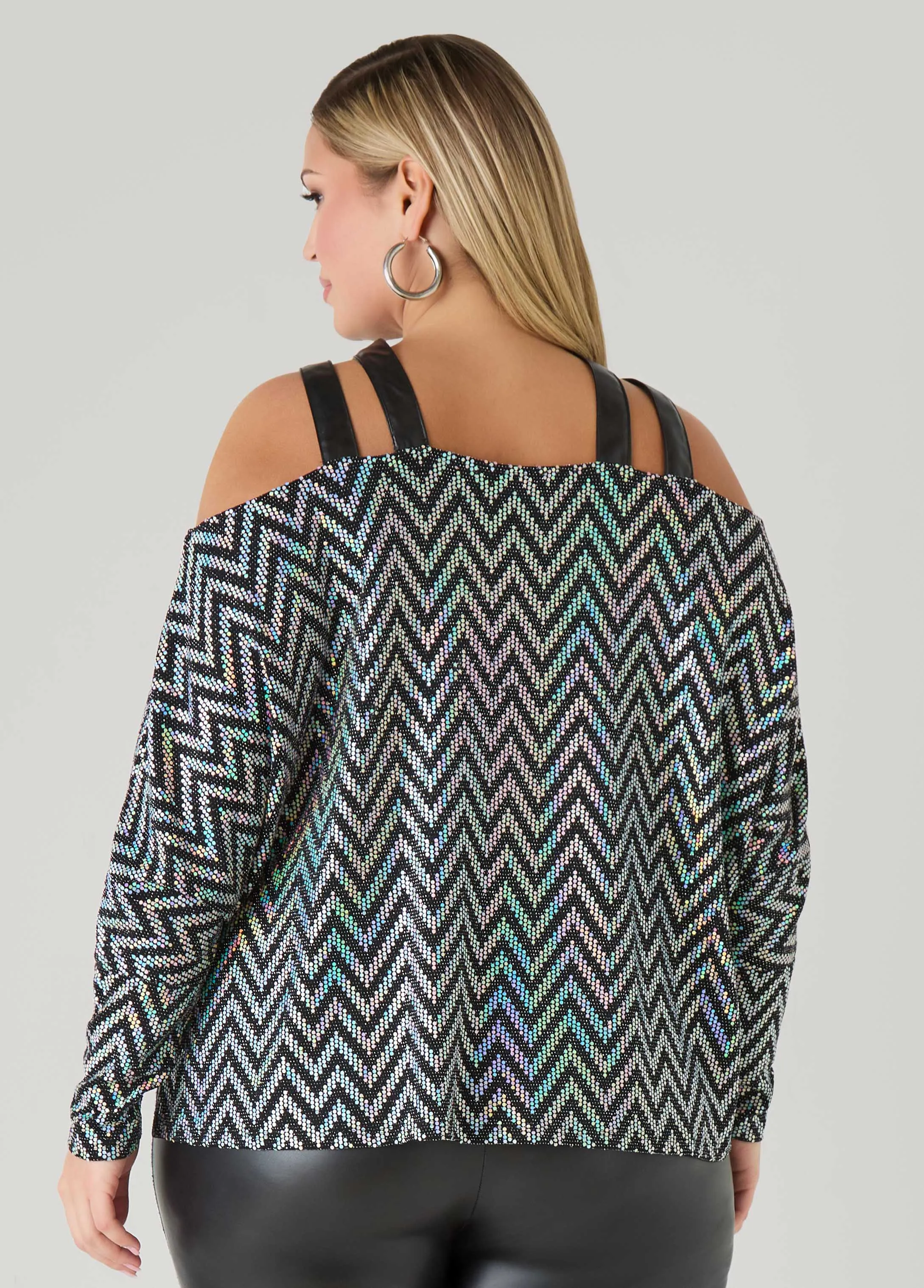 Cold Shoulder Metallic Top sold by Ashley Stewart product image thumbnail 2
