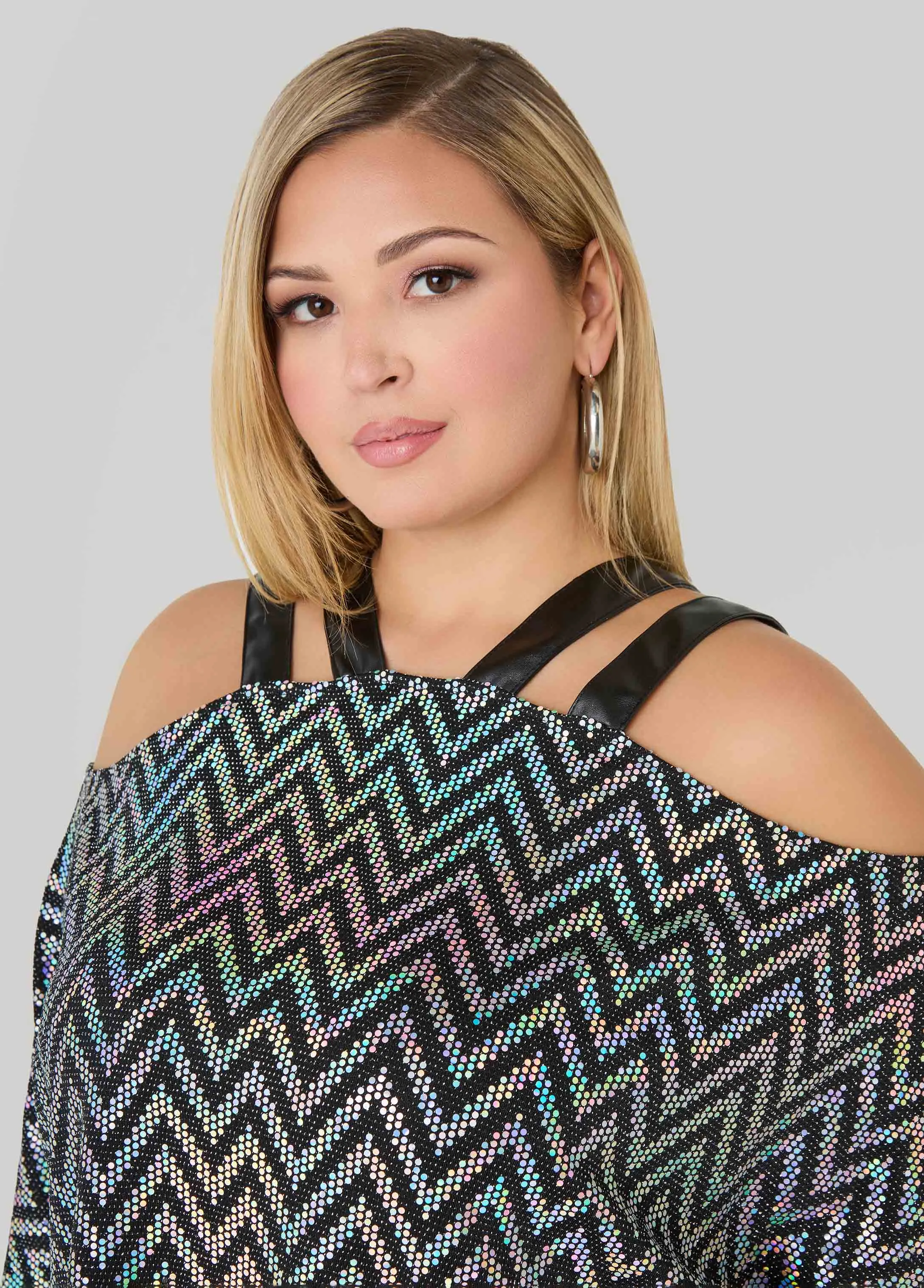 Cold Shoulder Metallic Top sold by Ashley Stewart product image thumbnail 4