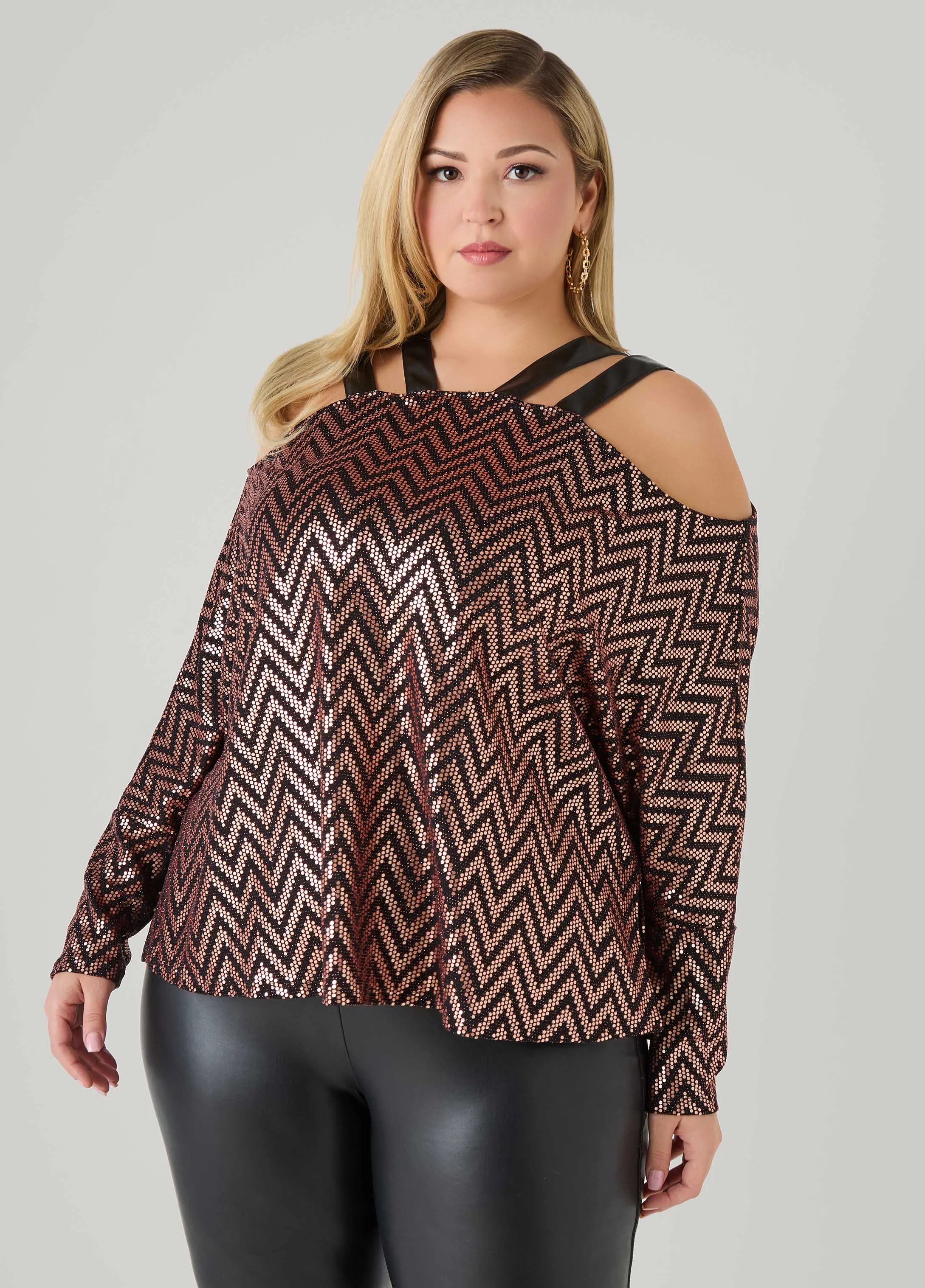 Cold Shoulder Metallic Top sold by Ashley Stewart product image thumbnail 5
