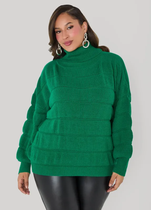 Puff Effect Turtleneck Sweater sold by Ashley Stewart