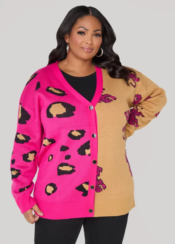 Leopard Two Tone Cardigan sold by Ashley Stewart