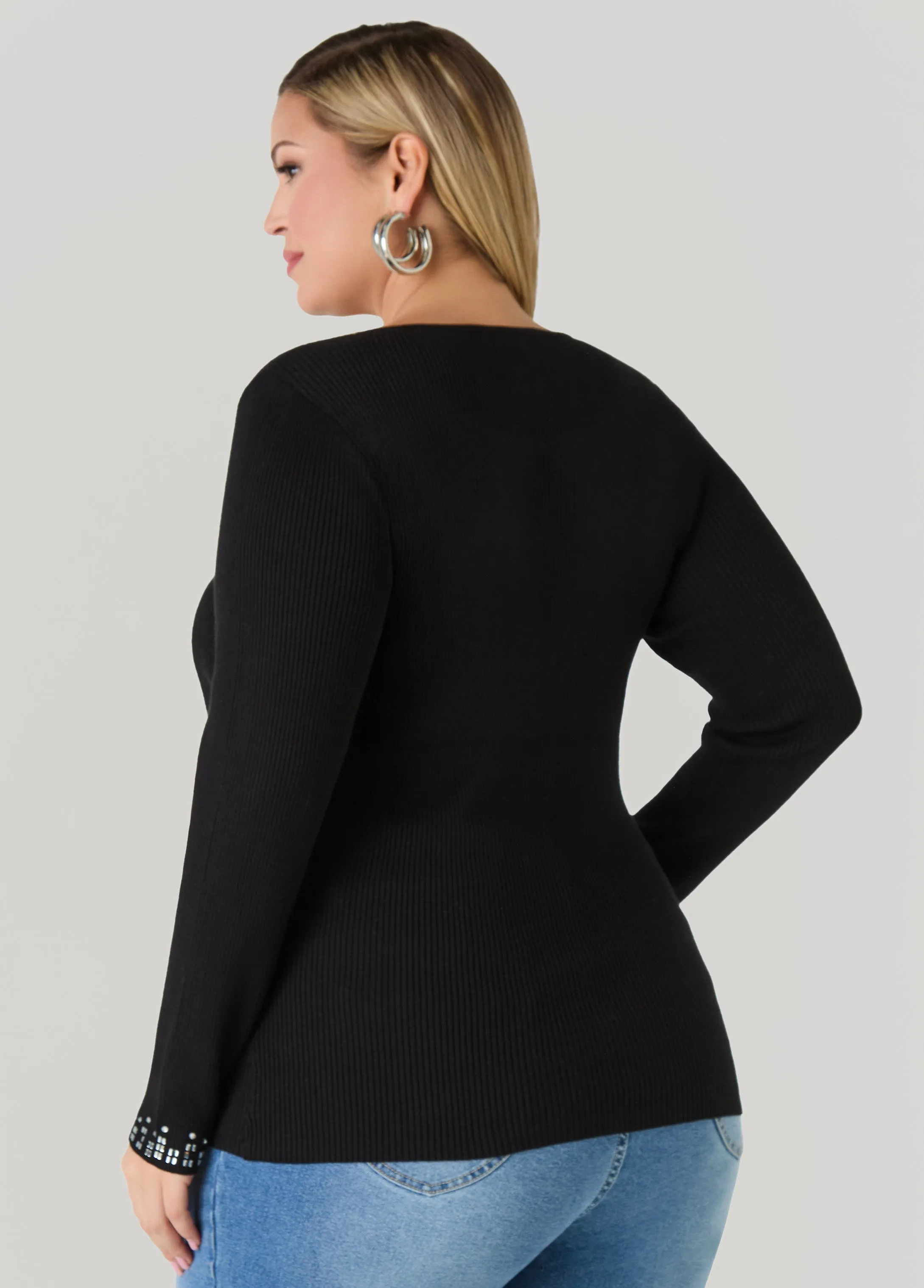 Crystal Ribbed Knit Sweater sold by Ashley Stewart product image thumbnail 5