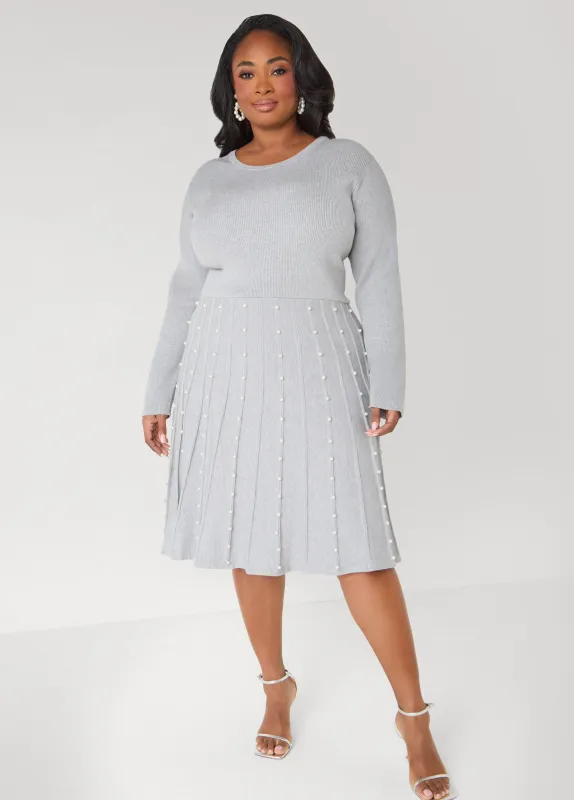 Faux Pearl A Line Sweater Dress sold by Ashley Stewart
