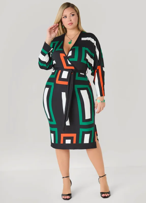 Printed Faux Wrap Dress sold by Ashley Stewart