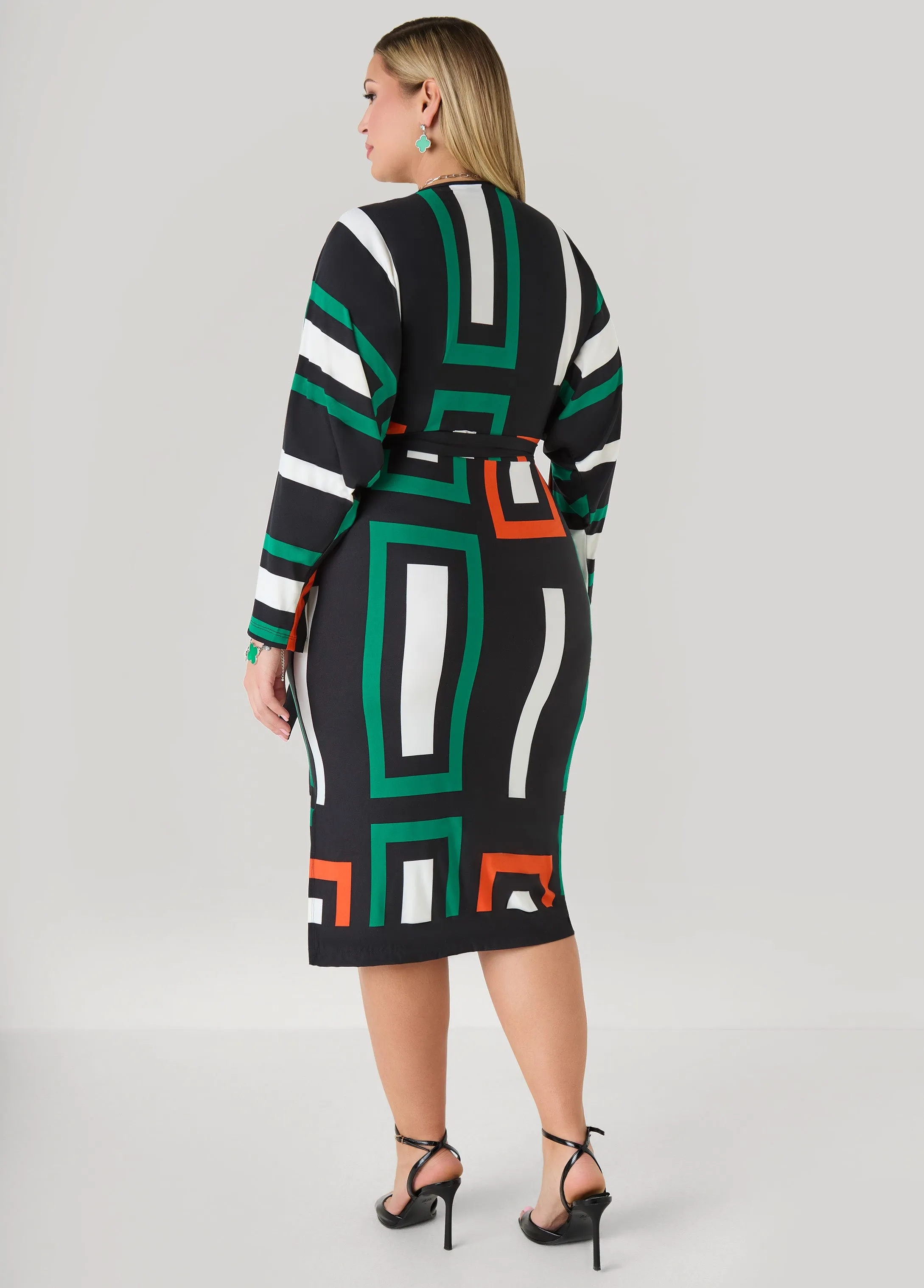 Printed Faux Wrap Dress sold by Ashley Stewart product image thumbnail 2