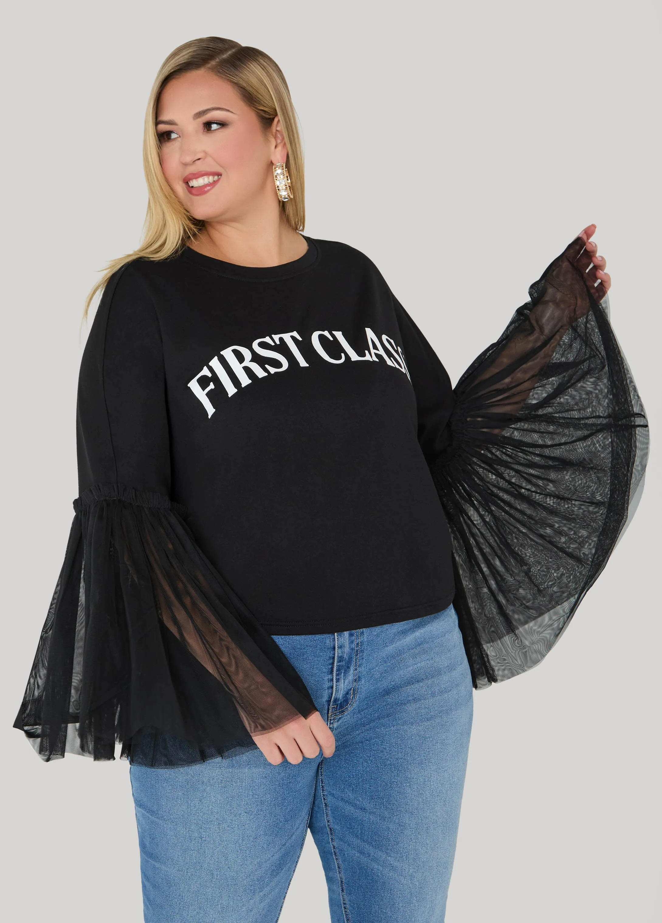 First Class Paneled Graphic Tee sold by Ashley Stewart product image thumbnail 5