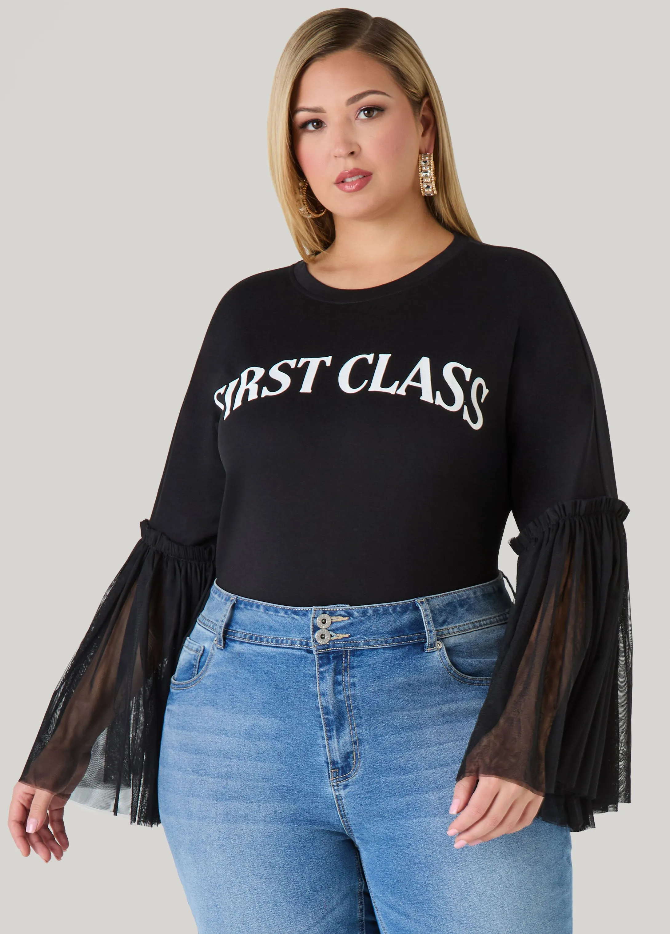 First Class Paneled Graphic Tee sold by Ashley Stewart