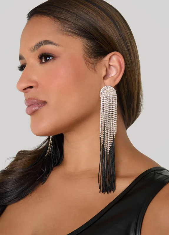 Crystal Fringe And Tassel Earrings made by Ashley Stewart