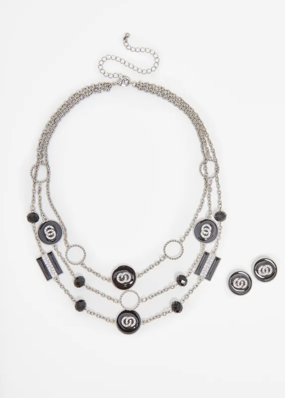 Layered Crystal Ring Necklace Set sold by Ashley Stewart