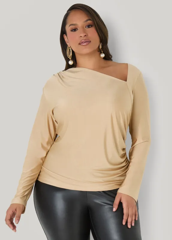 Ruched Asymmetric Top sold by Ashley Stewart