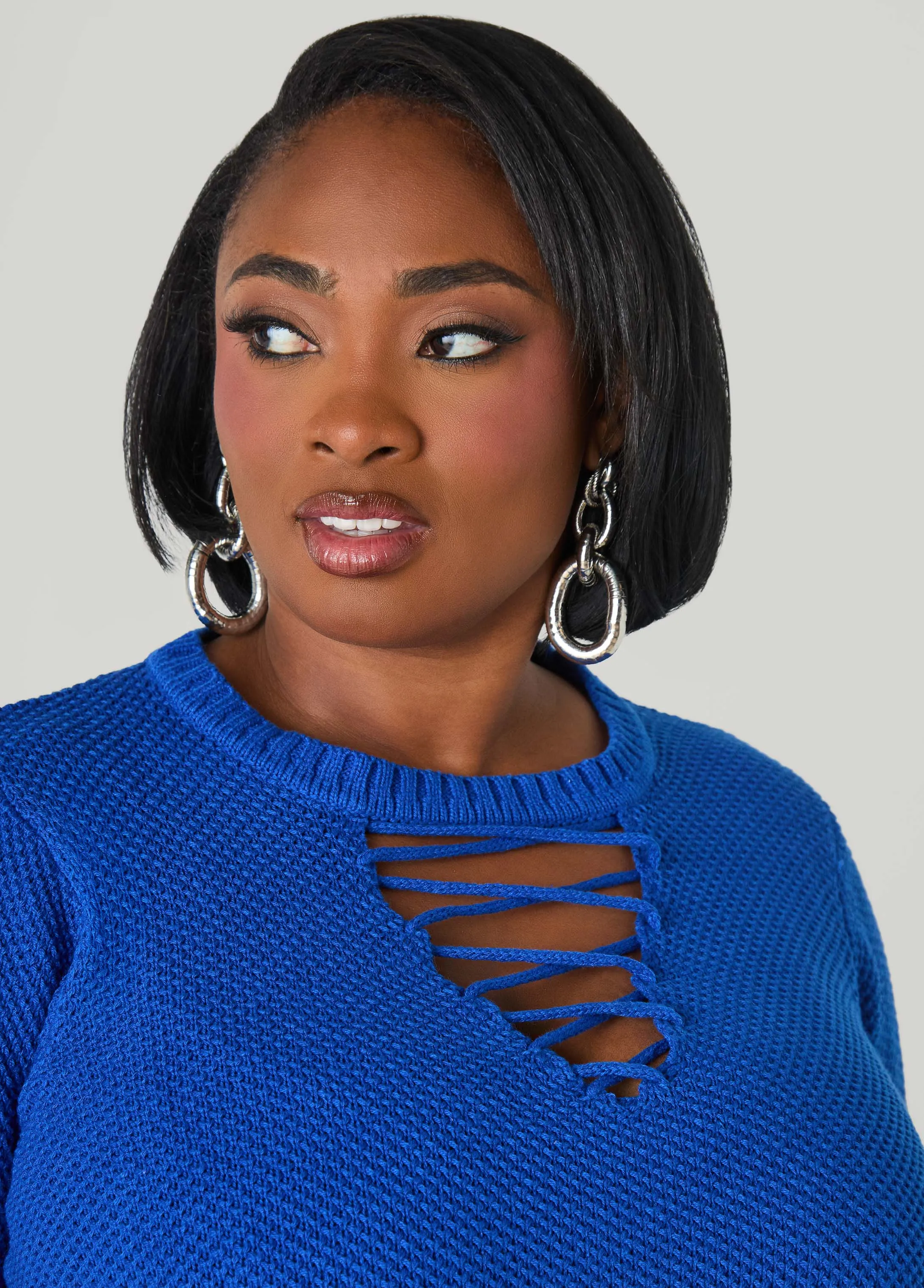 Lace Up Sweater sold by Ashley Stewart product image thumbnail 2