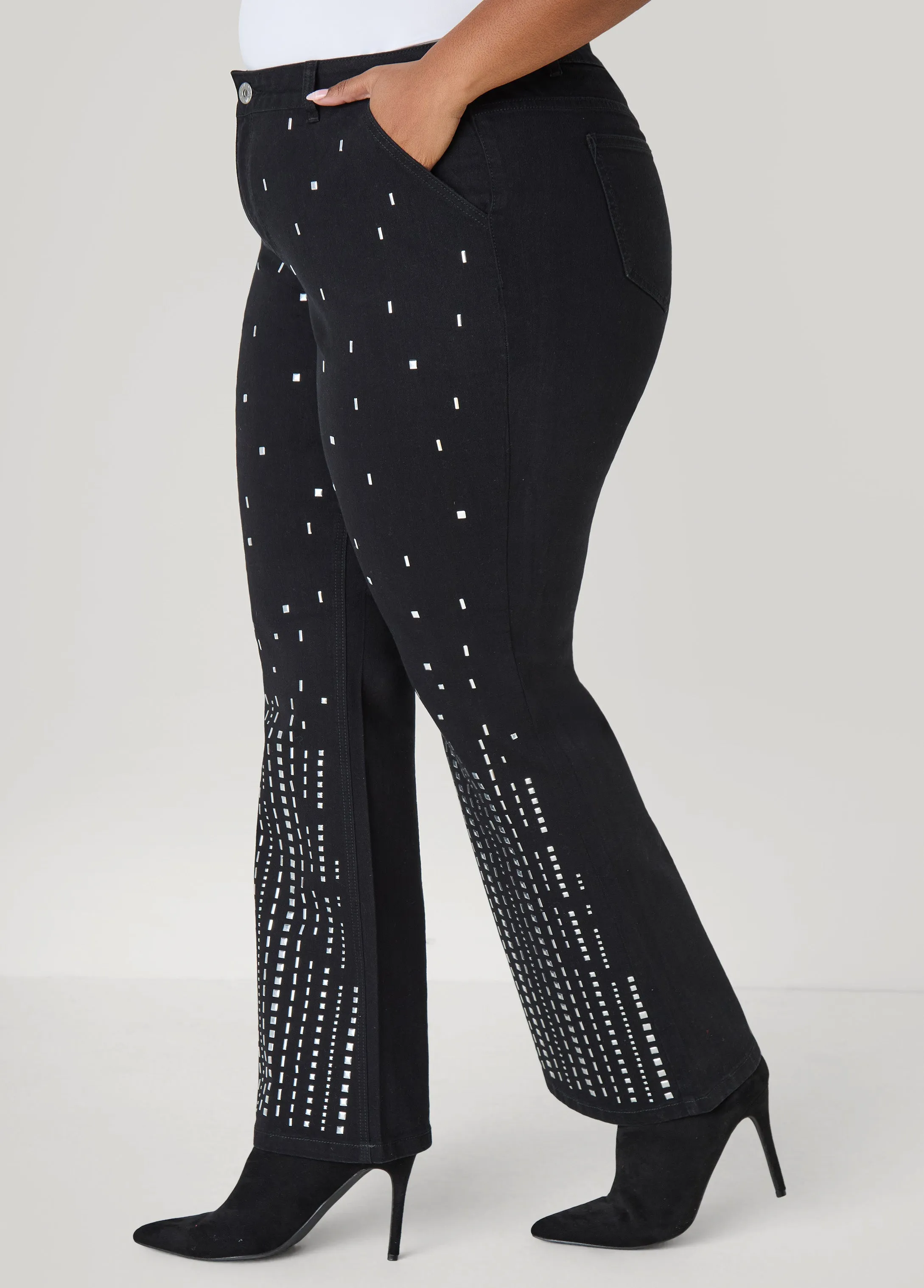 Studded Flared Jeans sold by Ashley Stewart product image thumbnail 2