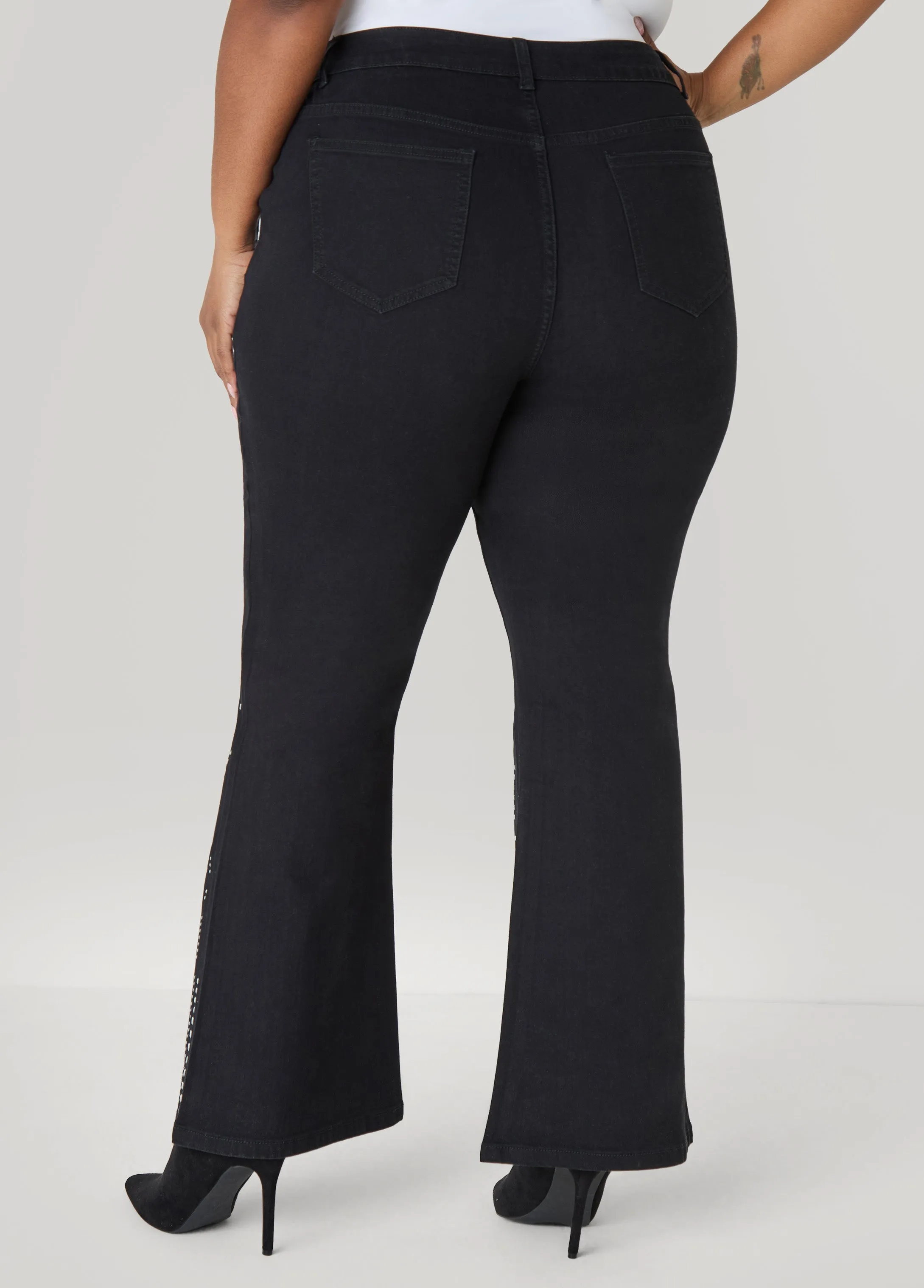 Studded Flared Jeans sold by Ashley Stewart product image thumbnail 4