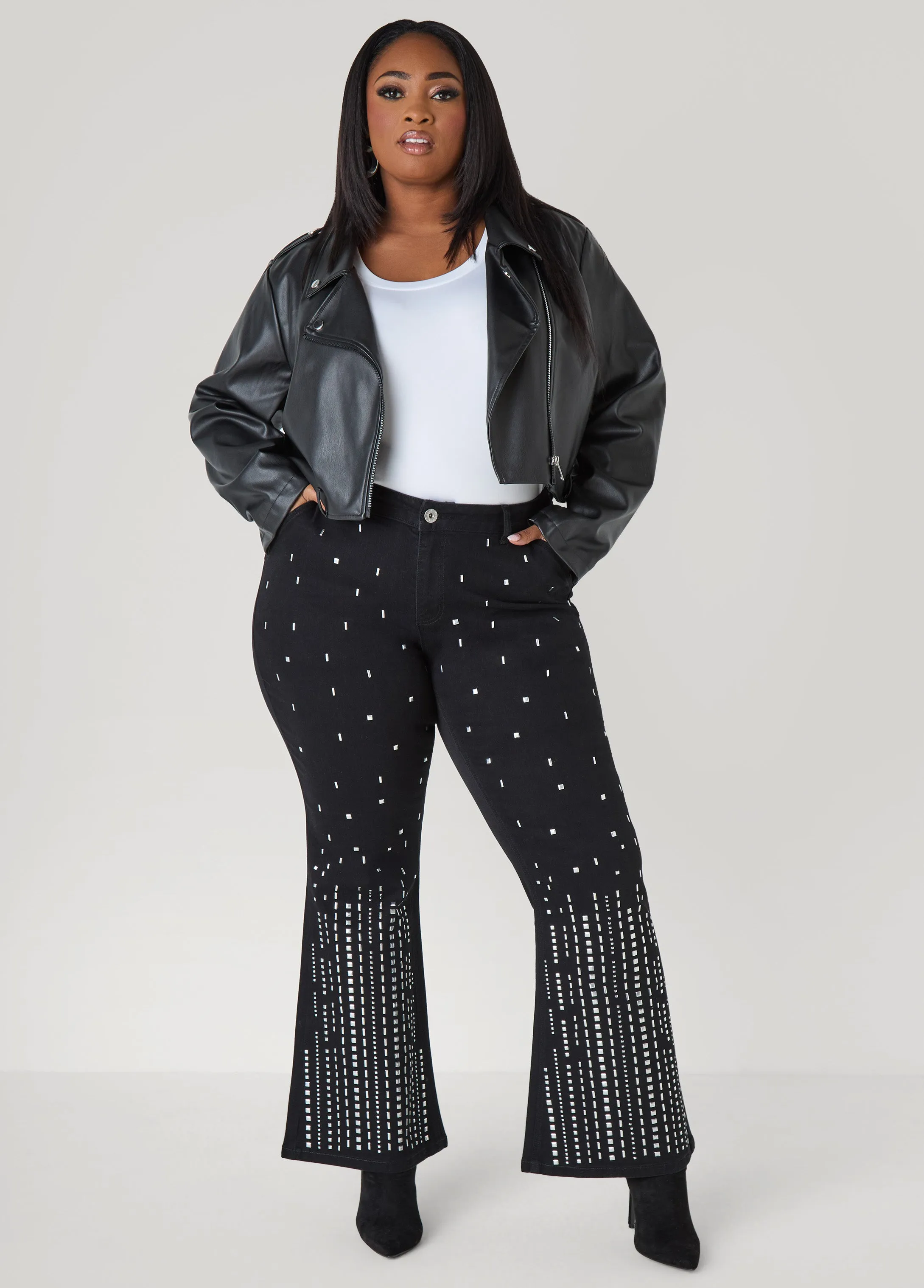Studded Flared Jeans sold by Ashley Stewart product image thumbnail 3