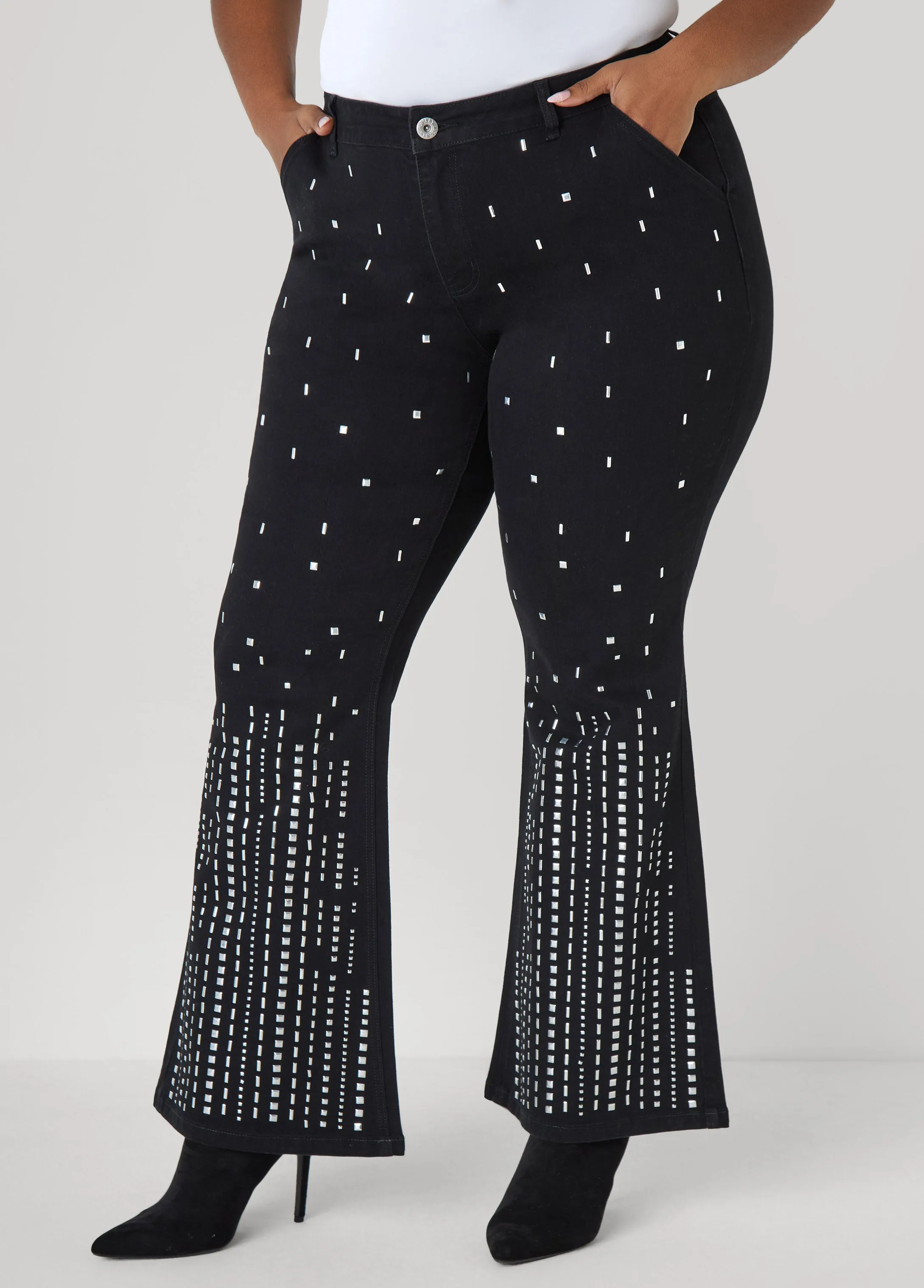Studded Flared Jeans sold by Ashley Stewart
