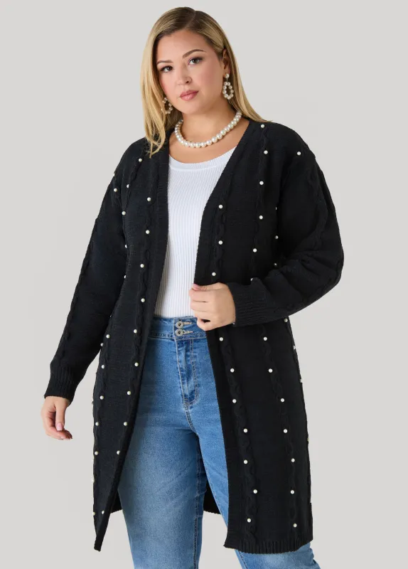 Faux Pearl Chenille Cardigan sold by Ashley Stewart