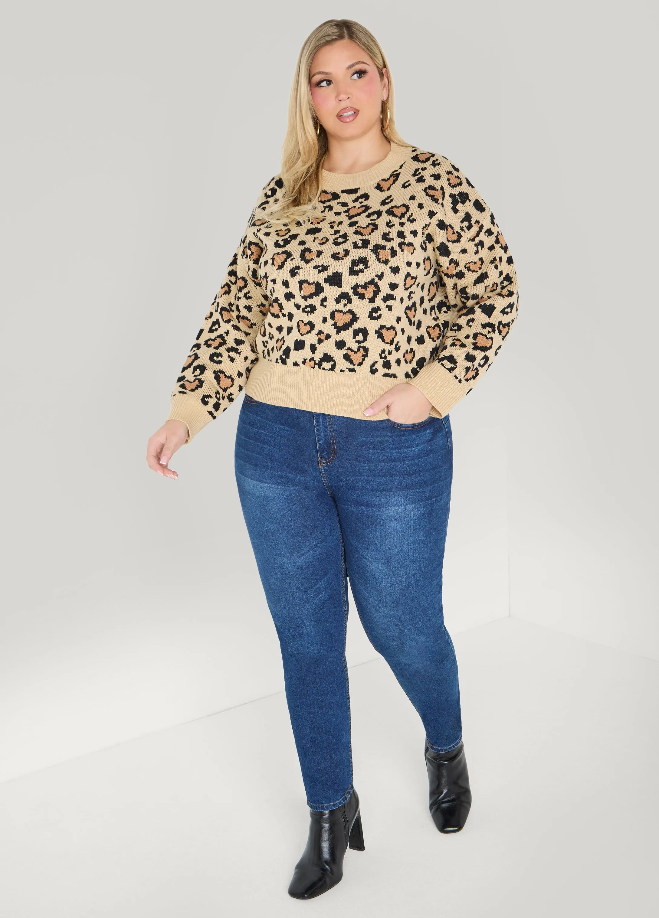 Leopard Crewneck Sweater sold by Ashley Stewart product image thumbnail 2