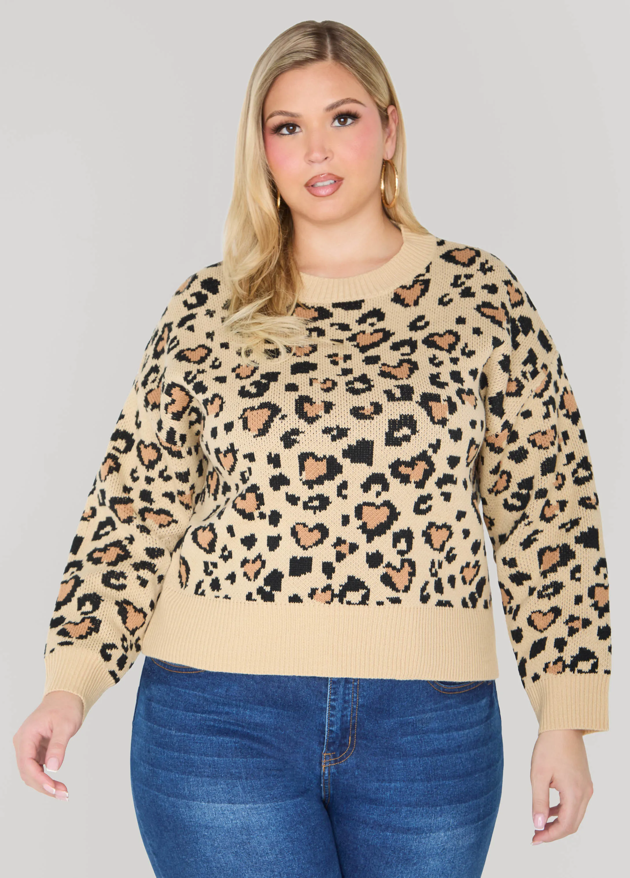 Leopard Crewneck Sweater sold by Ashley Stewart